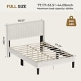 thumbnail image 2 of EDX Full Size Upholstered Platform Bed Frame with Padded Wingback Headboard, Modern Accent Bedroom Furniture, Beige Velvet, 2 of 7