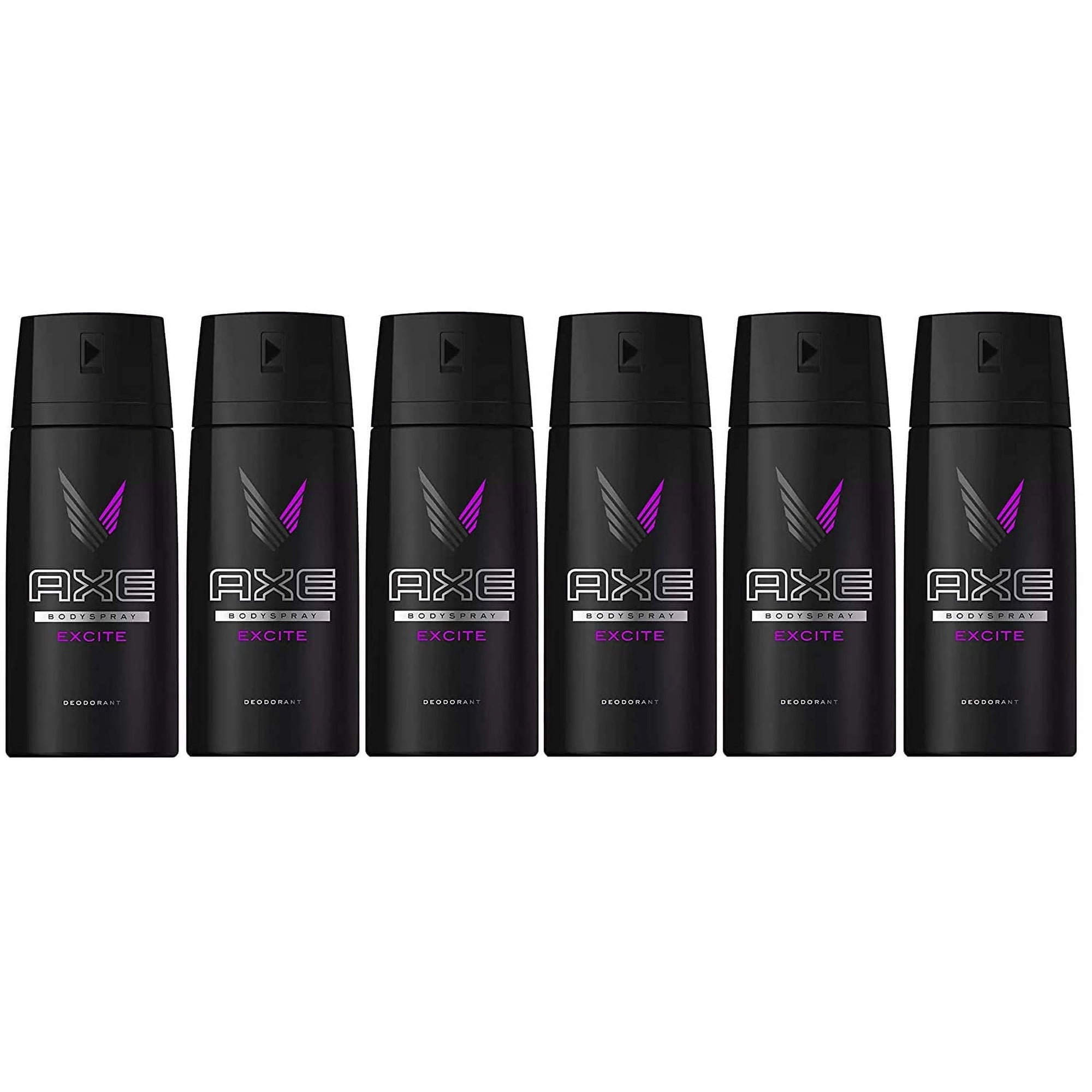 Axe Mens Deodorant, Body Spray, Excite, Fragrance, 150ml, 5.07oz, 6 Pack