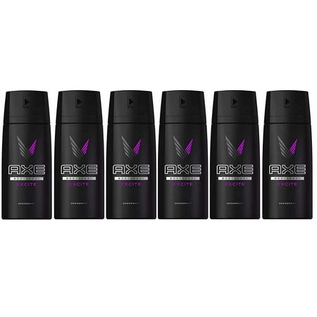 Axe Mens Deodorant, Body Spray, Excite, Fragrance, 150ml, 5.07oz, 6 Pack