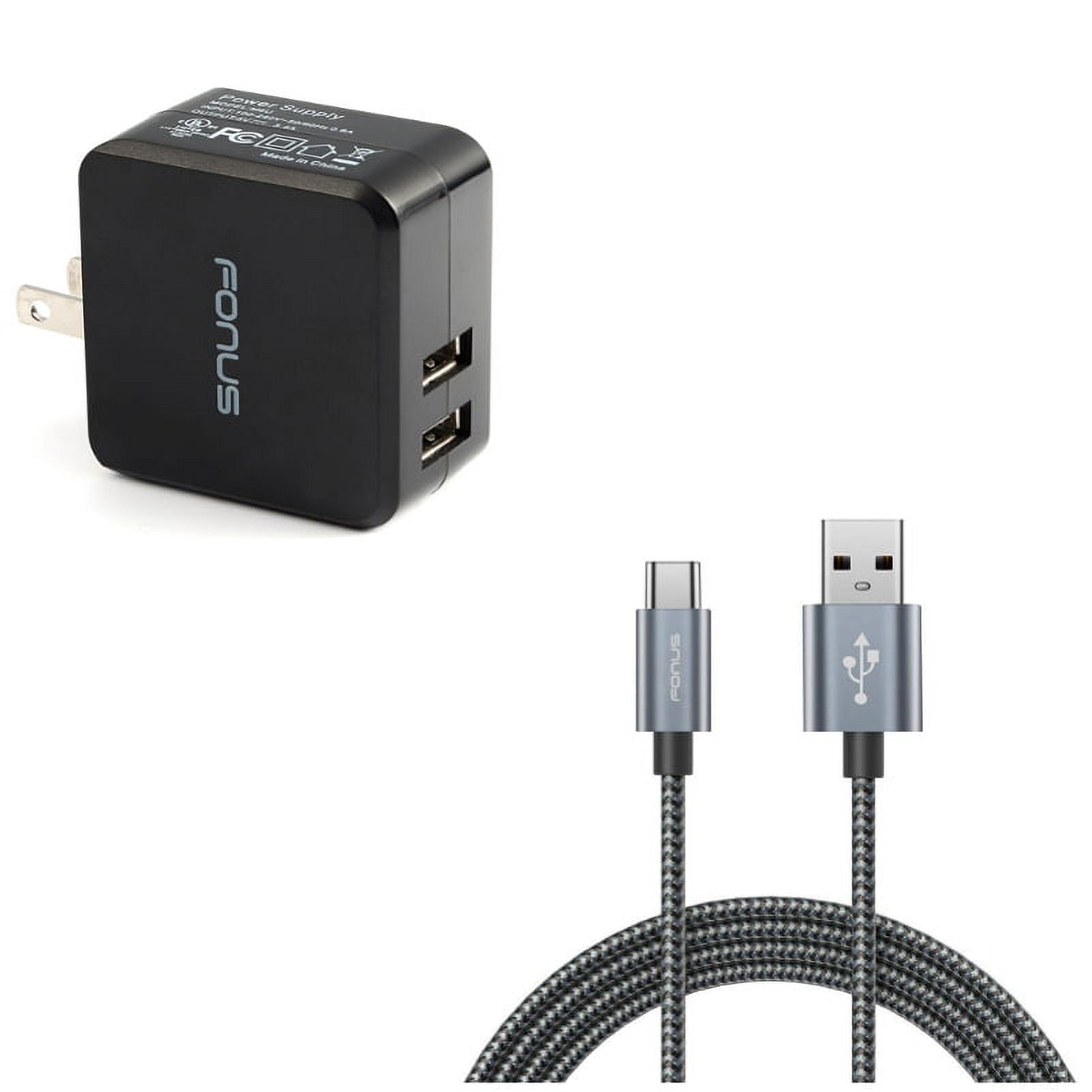 Power Cord Type-C 10ft USB Cable w 2-Port USB 17W Home Charger R1Q for Samsung Galaxy Tab S6 10.5 S5e 10.5 S4 10.5 Note 10 Plus A 10.1 (2019) Fold A20 A10e - Sony Xperia 5 10 Plus 1