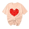 thumbnail image 2 of Offres de Vacances Iumwxz Chemises de la Saint-Valentin Tunique Plissée Décontractée Hauts de Sortie Blouse à Imprimé Cœur Col Rond Manches Courtes Tee Tops pour Dames Tendance Travail, 2 of 4