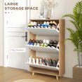 thumbnail image 4 of HOMCOM Armoire à Chaussures Étroite avec 3 Portes Rabattables et Tablettes Ajustables, Blanc, 4 of 10