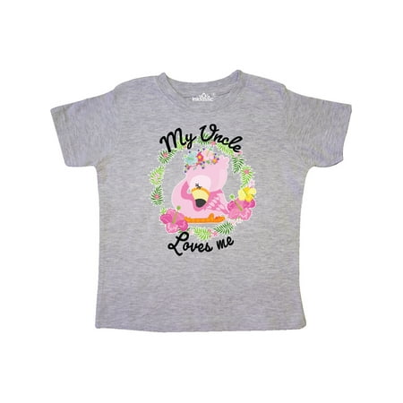 

Inktastic Baby Flamingo My Uncle Loves Me with Flower Wreath Gift Toddler Boy or Toddler Girl T-Shirt