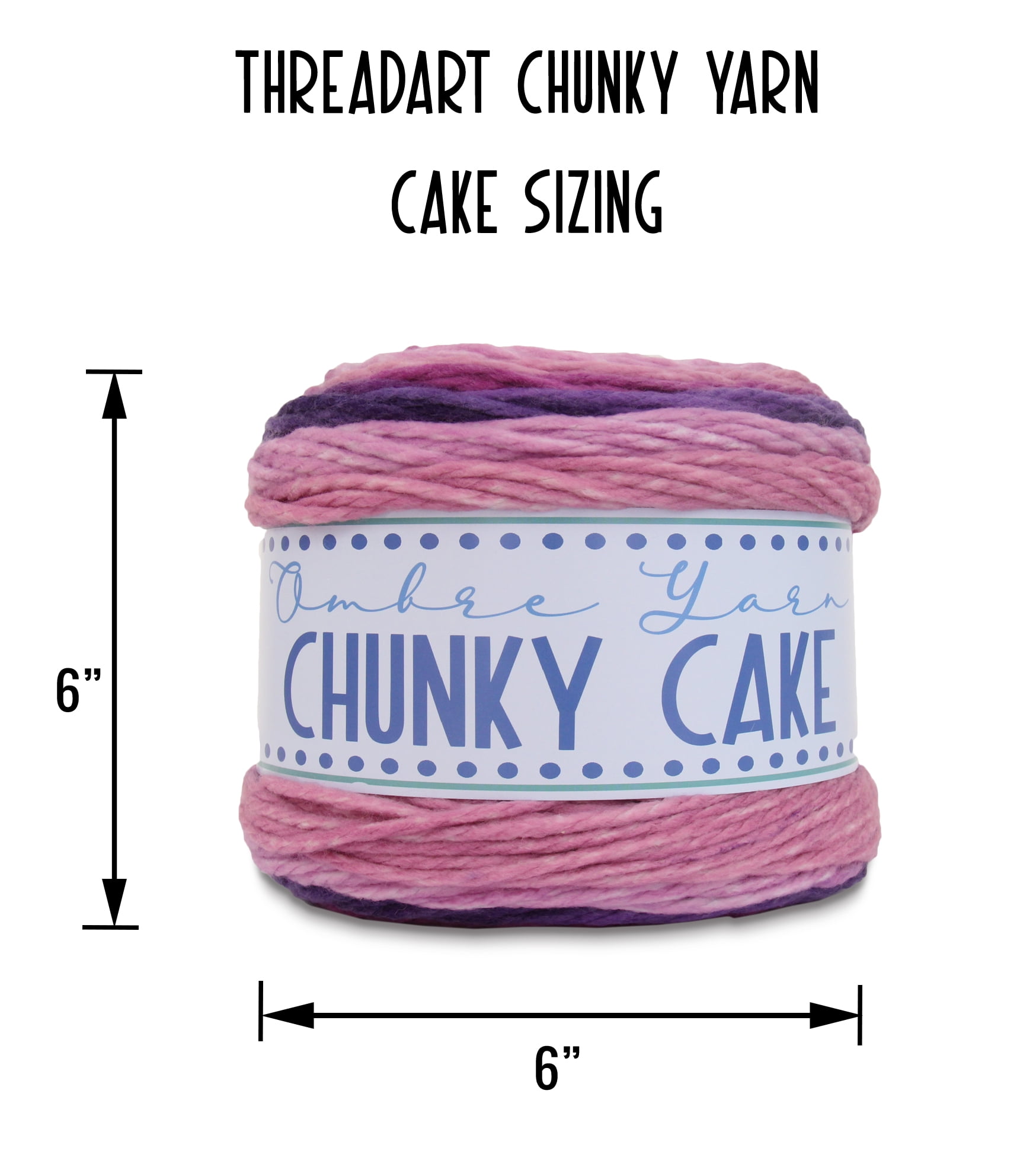 ThreadArt Ombre Yarn - Big Chunky Yarn Cake, 300g (316 Yards) – Thick Super Bulky #6 for Knitting & Crochet - Variegated 100% Soft Acrylic Fiber - Holiday 10