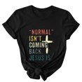 thumbnail image 5 of DDAPJ pyju Christian Easter Shirts for Women Short Sleeve Letter Printed T-shirts Jesus Cross Religious Quotes Shirt Summer Casual Round Neck Tee Tops Black L, 5 of 6