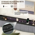 thumbnail image 3 of Queen Size Upholstered Bed Frame with 4 Drawers and LED Headboard,Linen Modern Upholstered Platform Bed,Built in Charging Station,Noise-Free,Metal Support,No Box Spring Needed for Bedroom, 3 of 6