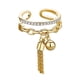 thumbnail image 2 of Anillos para mujer, regalos para mujer, anillos abiertos de circonita para mujer, color dorado, acero inoxidable, anillo de compromiso femenino, joyería de boda, regalo de cumpleaños, una botella, 2 of 5