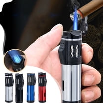 Nsxcdh Windproof Triple Jet Torch Lighter Alloy Body Pocket Edc,Adjustable Flame,Refillable for Cigars BBQ Camping,Home Essentials