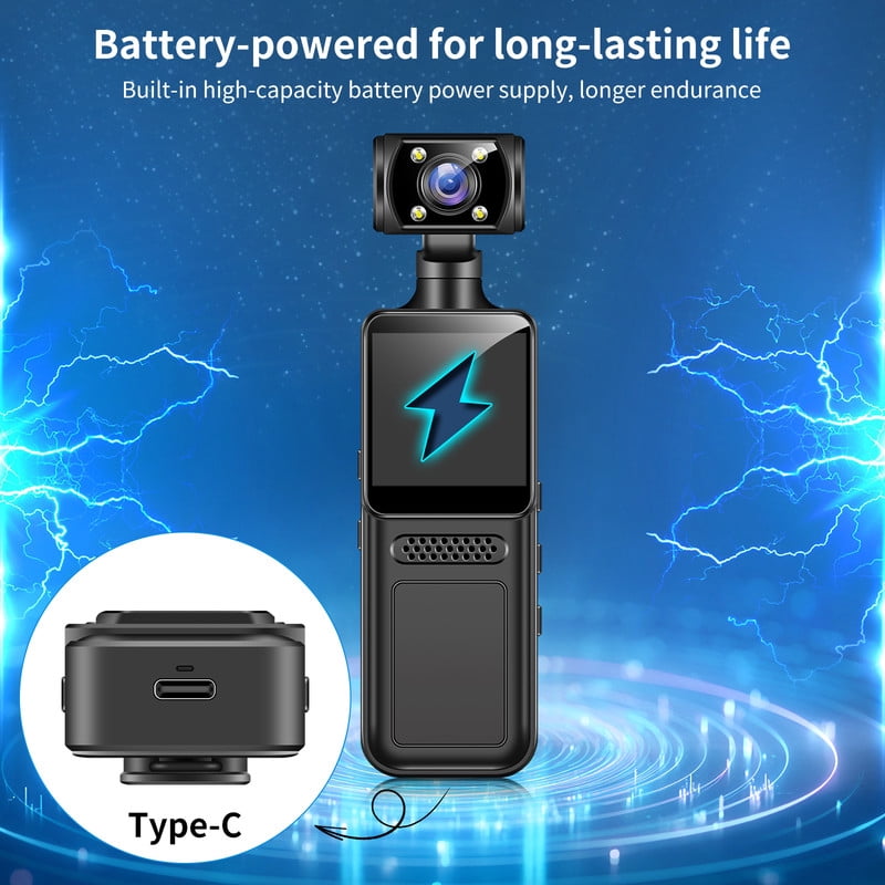 4K Body Camera with 180° Rotating Lens, 4K WiFi Action Camera Mini Video & Audio Pocket Camera, Wearable Camera for Outdoor Sport, Bike, Travel, Work