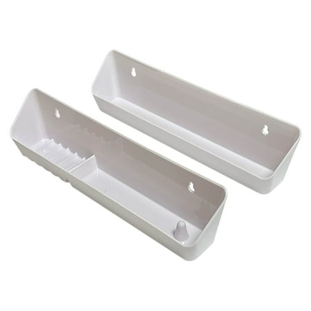 Bueyfolt Plateaux Accessoires pour Évier de Cuisine 14 Pouces" avec Vis de Montage Blanc 2 Pack (Plateau Ouvert Conventionnel et Plateau Accessoire avec Support Anneau et Porte-Savon) Charnières Non Incluses