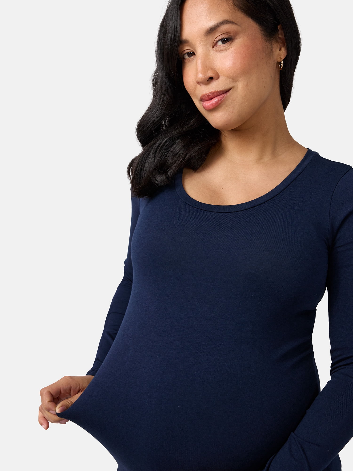 Ingrid & Isabel For Every Belly Women's Maternity Scoop Tee with Long Sleeves, Sizes S-XXL