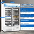thumbnail image 4 of Commercial Merchandiser Refrigerator, 2 Glass Door Display Refrigerator, 25.3 Cu. Ft Upright Beverage Display Cooler with LED Light, Adjustable Shelves, 4 of 6