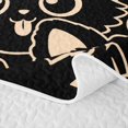 thumbnail image 5 of Manfei Simple Kitten Bed Spread Queen, Beige Line Cat Queen Coverlet Set, Black Orange, 3pcs, 1 Quilt and 2 Pillowcases, 5 of 7
