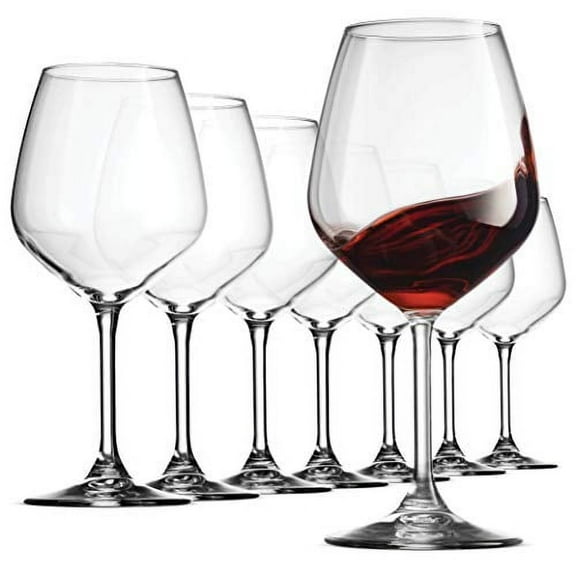Bormioli Rocco Italian Red Wine Glasses 18 Ounce (Set of 8) Crystal Clear, Laser Cut Rim For Wine Tasting, Elegant Party Drinking Glassware, Restaurant Quality
