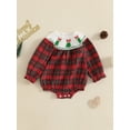 thumbnail image 4 of ZINTAOZT Newborn Baby Girls Christmas Clothes Plaid Bubble Romper Long Sleeve Smocked Jumpsuit One Piece Bodysuit Outfit, 4 of 8