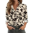 thumbnail image 3 of HAJWOH Womens Button Down Shirts Dressy Long Sleeve Floral Blouse Business Casual Work Office Fall Fashion Shirts, 3 of 7