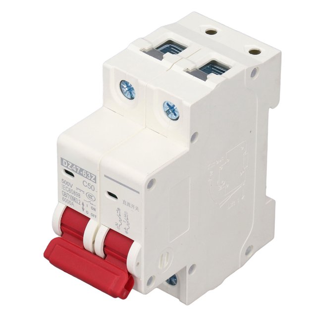 DC Miniature Circuit Breaker, 50A Easy Installation DZ47 63Z C50 Breaking Capacity 6000A 2P DC Circuit Breaker for Marine Electric Power System