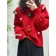 thumbnail image 4 of Sweet Girl-suéter rojo de Navidad para mujer, jersey de manga larga, holgado, informal, decoración de vacaciones, cuello redondo, tejido punto torcido, novedad, 4 of 4