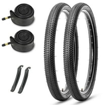 Hycline 2-Pack Mountain Bike Tires Set: 26×2.125 Folding Replacement Puncture-Resistant Bicycle Tires and Pair 26-inch Inner Tubes with Tire Levers for MTB Off-Road Bike