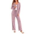thumbnail image 5 of Weekease Two Piece Pajama Sets for Women V Neck Button up Tops Drawstring Pants Casual Lounge Set with Pockets, 5 of 8
