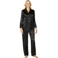 thumbnail image 6 of Intimo Womens' Button Front Charmeuse 2-Piece Long-Sleeve Collared Pajama Pant Set Sleepwear Loungewear, 6 of 6