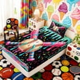 thumbnail image 5 of Erosebridal Pink Teal Drippy Baseball Bat Print Twin Sheet Sets, Colorful Sports Bedding for Kids Boys and Girls, 1 Flat Sheet, 1 Fitted Sheet and 1 Pillowcase, 5 of 6
