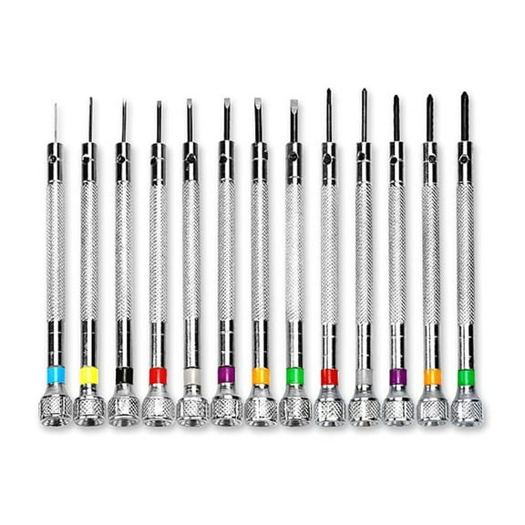 13 Pieces Micro- Precision Watch Screwdriver Jeweler Watch Screwdriver Set 0.6-2.0 mm for Watch Repair Jewelry Eyeglass