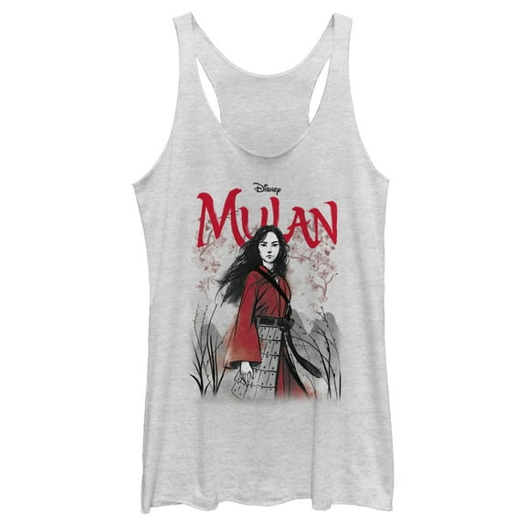 Women's Mulan Blossom Pose  Racerback Tank Top White Heather X Small