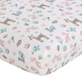 thumbnail image 3 of Levtex Baby - Everly Crib Bed Set - Baby Nursery Set - Aqua Blush Grey Teal - Woodland Deer and Friends - 5 Piece Set Includes Quilt, Fitted Sheet, Diaper Stacker, Wall Decal & Bed Skirt/Dust Ruffle, 3 of 7