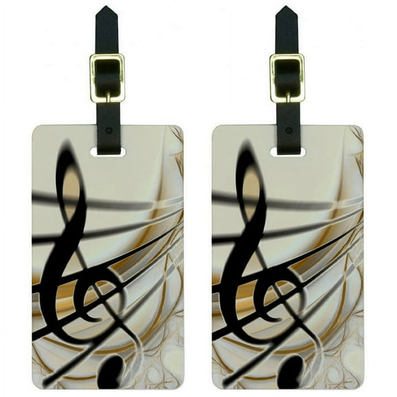 Sound Light Music Note Design Luggage Tags Suitcase Carry-On ID, Set of 2