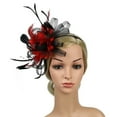 thumbnail image 5 of Hontri Fascinators Hats for Women in Sale, Ladies Hat Charming Women's Pill Box Flower Hat Tea Party Cocktail Party Wedding Chapel Tea Party Hats for Women Red, 5 of 8