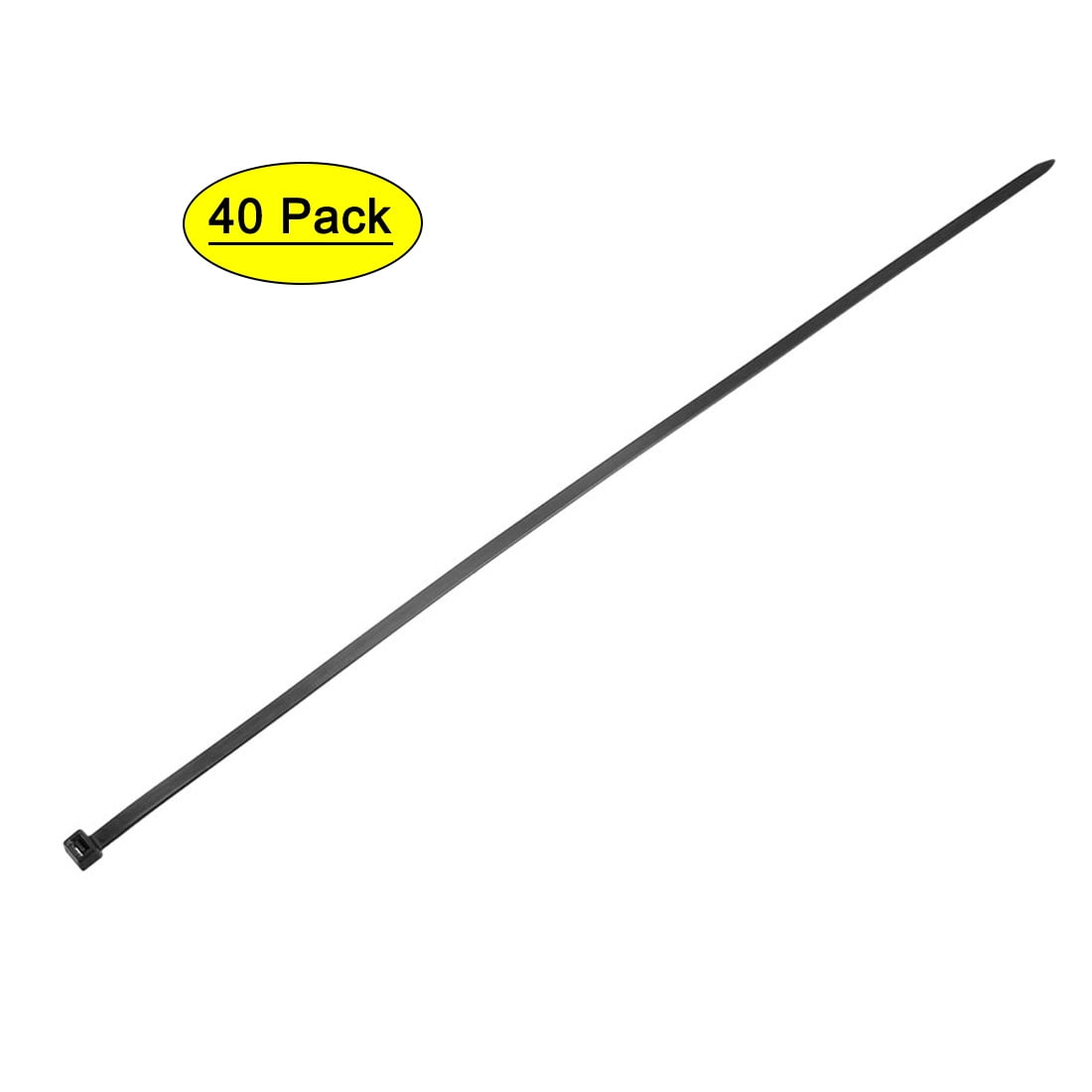 20 Inch x 0.17 Inch Self-Locking Nylon Tie Wraps Black Cable Zip Ties 40 Pack