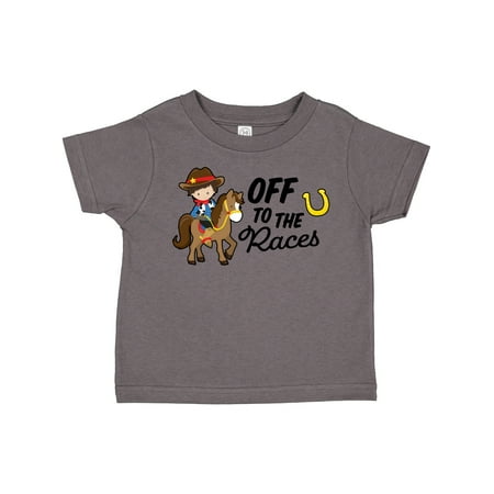 

Inktastic Off to the Races with Cowboy on Horse Gift Toddler Boy Girl T-Shirt