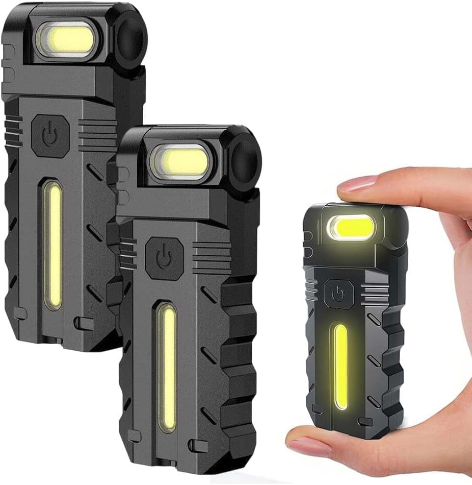 180° Rotating Head LED Work Light, Rechargeable Dual Light Magnetic Flashlight with Pen Clip, Portable EDC Pocket Torch for Hiking Working (DC10x2)