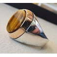 thumbnail image 4 of Tiger Eye Mans Ring, Natural Tiger Eye Ring, Birthstone Ring, Silver Jewelry, 925 Silver Ring, Birthday Gift, Heavy Mens Ring, Arabic Design, Ottoman Style Ring, Christmas, Turkey Mens Signet Ring, 4 of 6