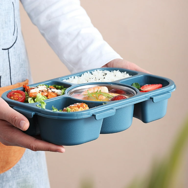 Salad Lunch Container 2L Large Capacity BPA Free Salad Lunch Box with 4  Compartments Tray Leak-proof Portable Salad Bowl with Fork for School  Office Camping 