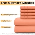 thumbnail image 4 of Lux Decor Collection King Bed Sheets - 16 Inch Deep Pocket 6 Piece Microfiber Bedding Sheets & Pillowcase Sets - Coral, 4 of 11