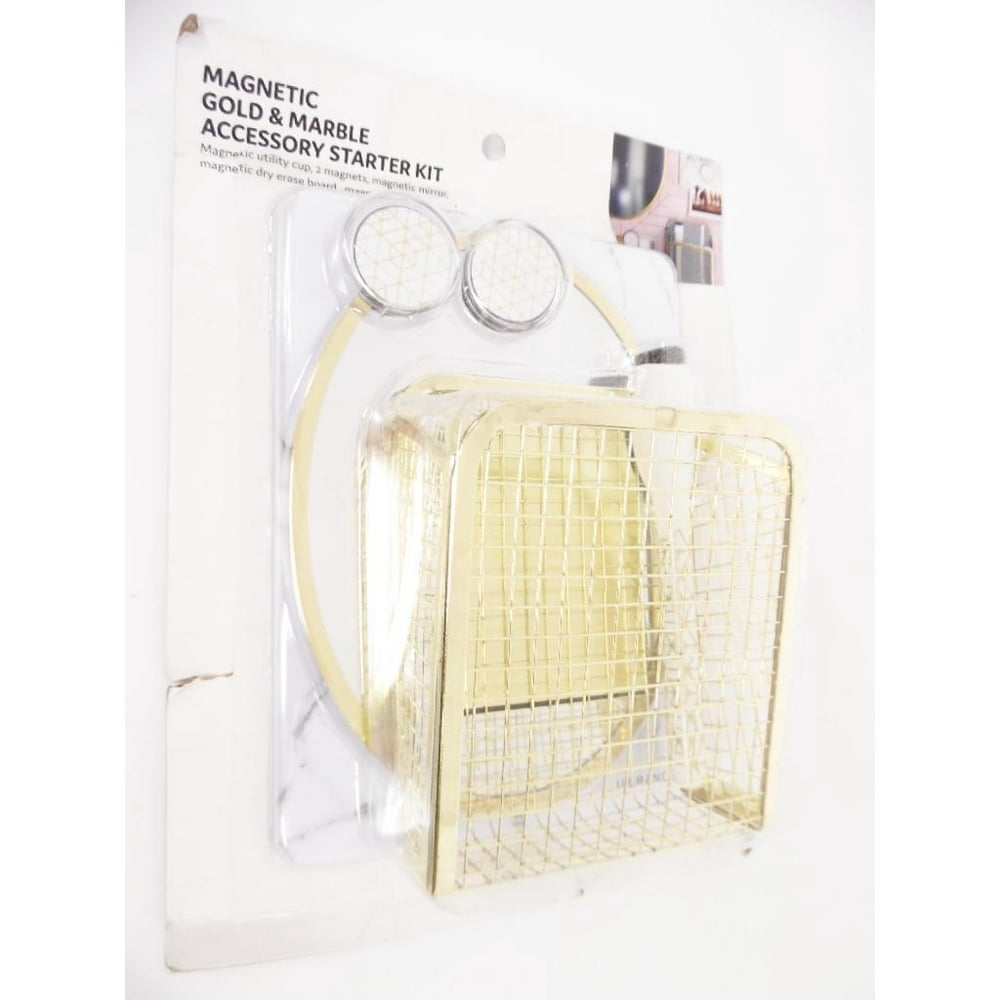 UBrands Gold & Marble Locker Accessory Starter Kit with Mirror, Cup