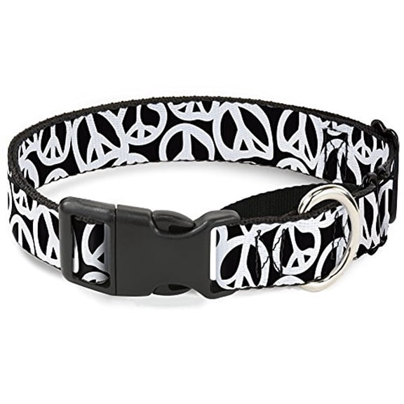 Buckle-Down Peace Black White Martingale Dog Collar