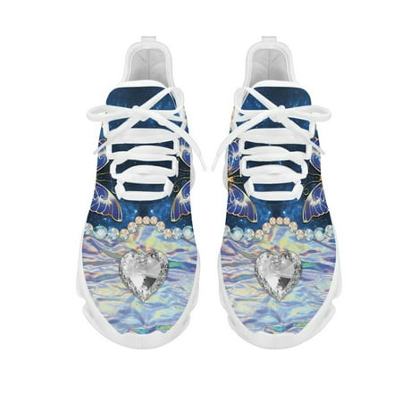 

New Beautiful Heart Streamer Butterfly Woman Sneakers Travel Casual Sport Shoes Spring Summer Lace Up Round Toe Footwear