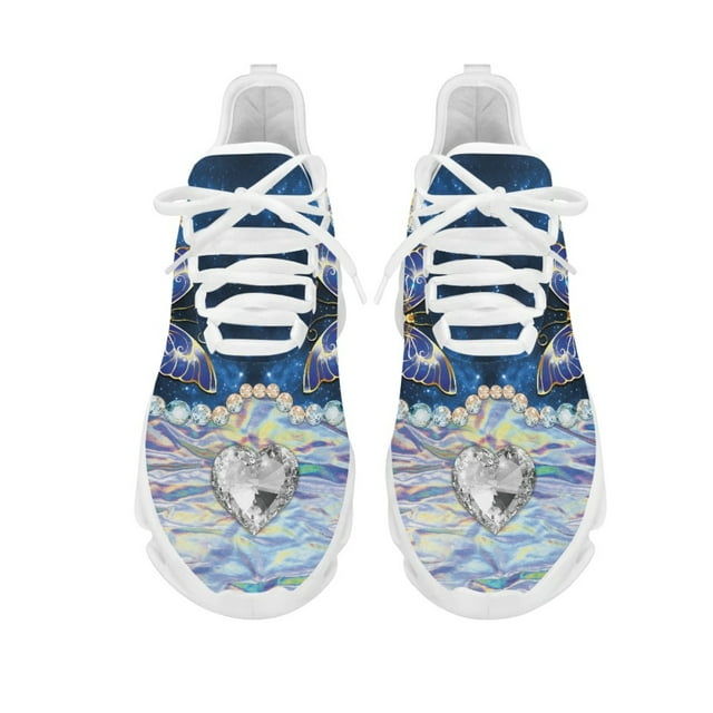 Nuevas y hermosas zapatillas deportivas con diseño de mariposa y corazón para mujer, zapatos deportivos informales de viaje con cordones y punta redonda para primavera y verano.