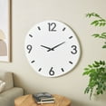 thumbnail image 2 of DecMode 24" White Wood Round Wall Clock with Black Hands and Numbers, 2 of 9