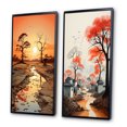 thumbnail image 3 of Designart "Orange Beige African Valley Desert Radiance" Africa Framed Wall Art Set Of 2 - Orange Landscapes Framed Canvas Set For Living Room Decor, 3 of 7