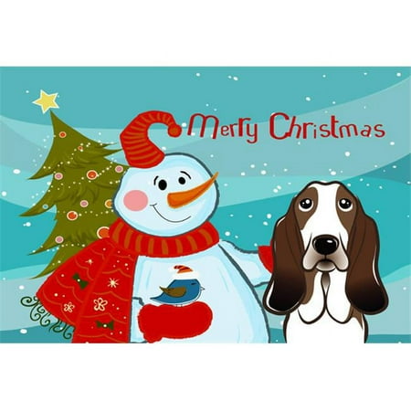

Carolines Treasures BB1863PLMT Snowman With Basset Hound Fabric Placemat