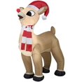thumbnail image 2 of Gemmy Christmas Airblown Inflatable Standing Rudolph w/Santa Hat & Scarf, 3.5 ft Tall, Brown, 2 of 3