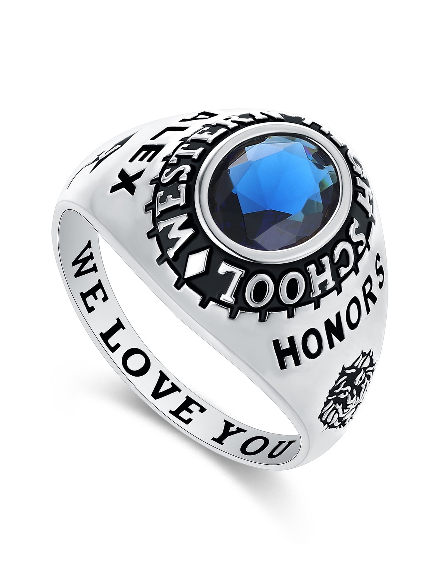 Mementos USA Custom Men's Class Rings Sterling Silver for High School College-Platinum-Classic