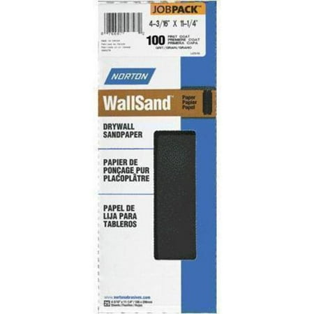 

New Norton A412 Wallsand Die-Cut Drywall Sandpaper Paper Sheet 4-3/16 x 11-1/4 100D Grit Pack/25 Each