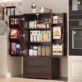 thumbnail image 2 of Kitchen Pantry Storage Cabinet with Drawers Freestanding Bathroom Storage Cabinets with Doors and Shelves, 47" Small Wooden Food Pantry Cabinet for Dining Room Craft Room, Dark Brown, 2 of 8