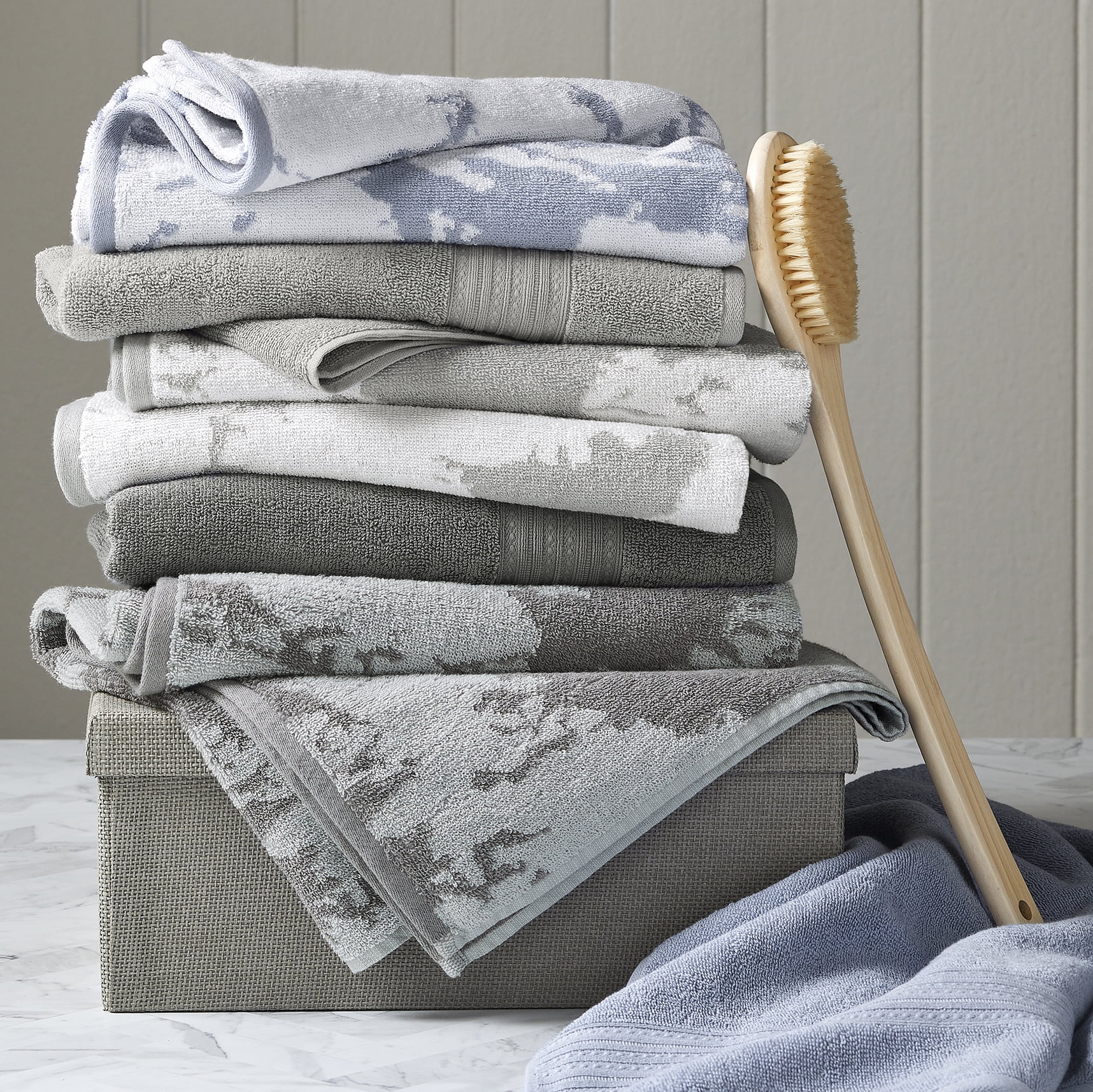 Better Homes & Gardens Marble 6 Piece Bath Towel Set, Blue