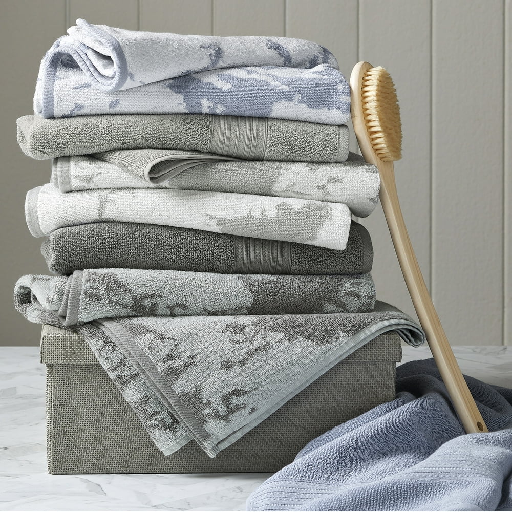 Better Homes & Gardens Marble 6 Piece Bath Towel Set, Blue Walmart